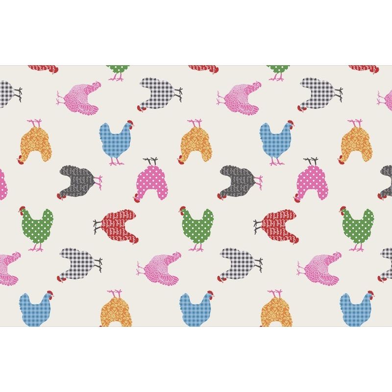 Tissu motif poules mini Poulettes